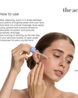 How to use The Act Facial Massage Oil — apply to face and neck with upward massage strokes