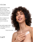 How to use The Act Mango Body Butter — apply to clean skin after showering, focus on dry areas