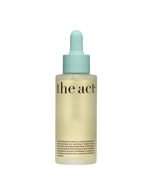 Vegan Clarifying Face Serum with natural oils in a glass bottle