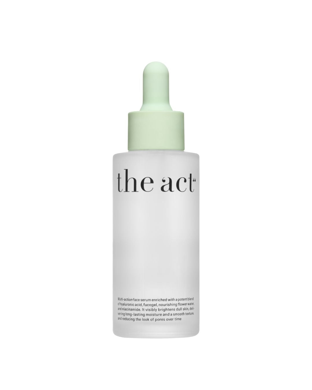 Hydrating and plumping face serum in glass bottle with dropper