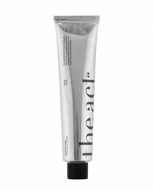 A tube of vegan lemon foot cream made with natural oils