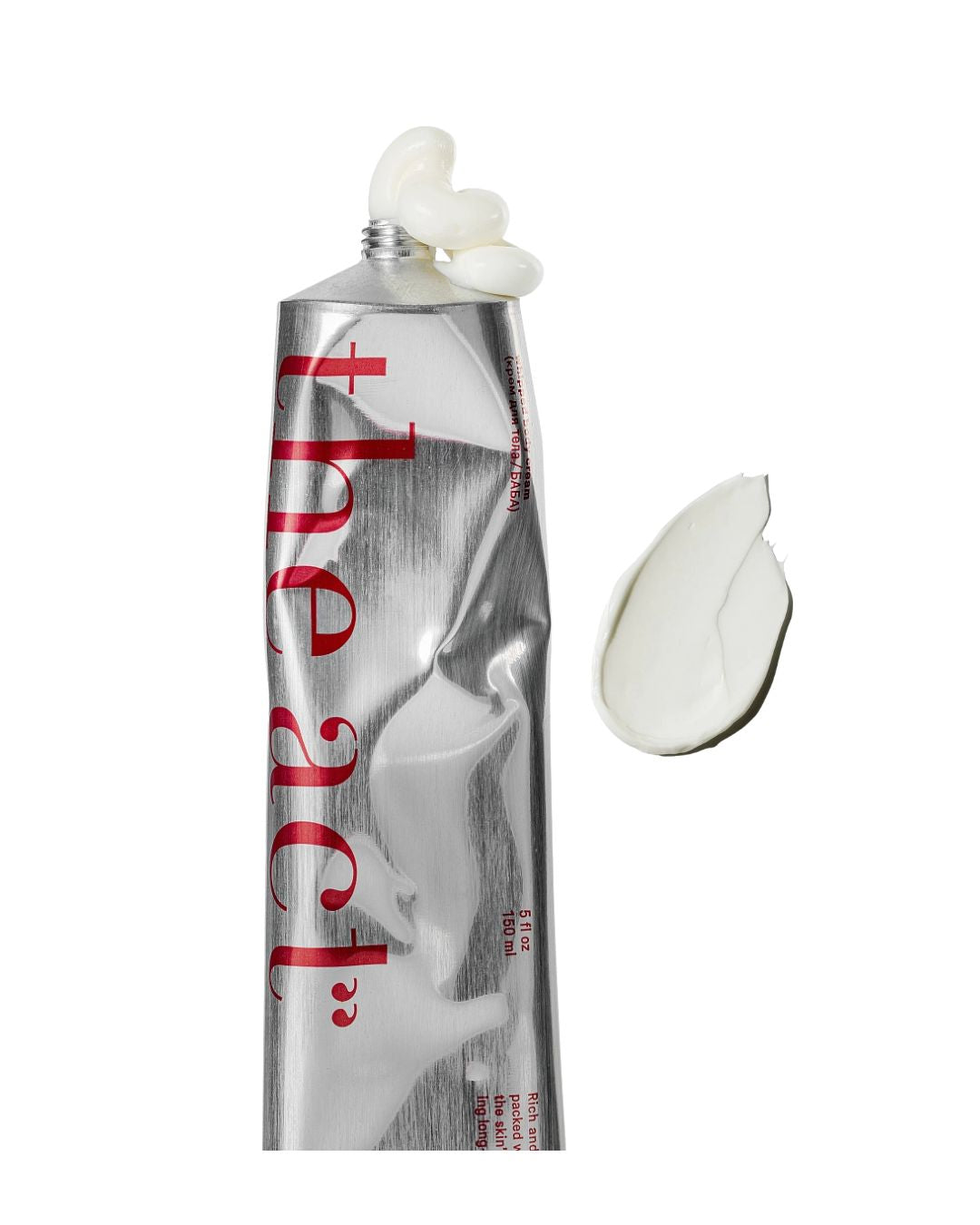 Whipped body cream tube and product smear