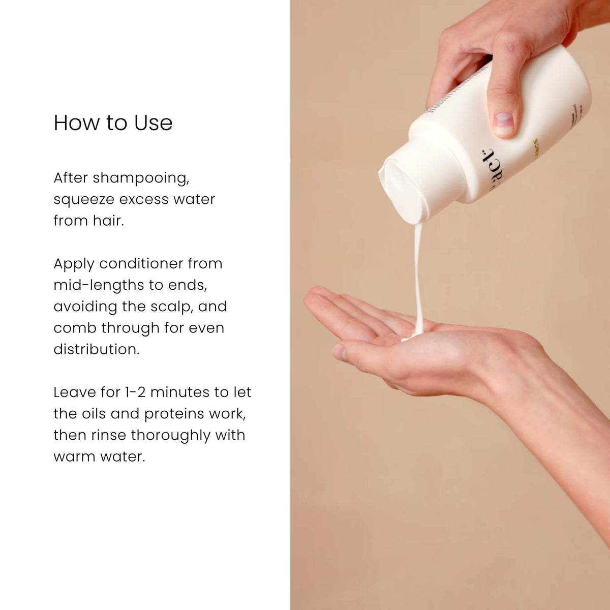 How to use The Act Balance Hair Conditioner apply from roots to ends leave and rinse