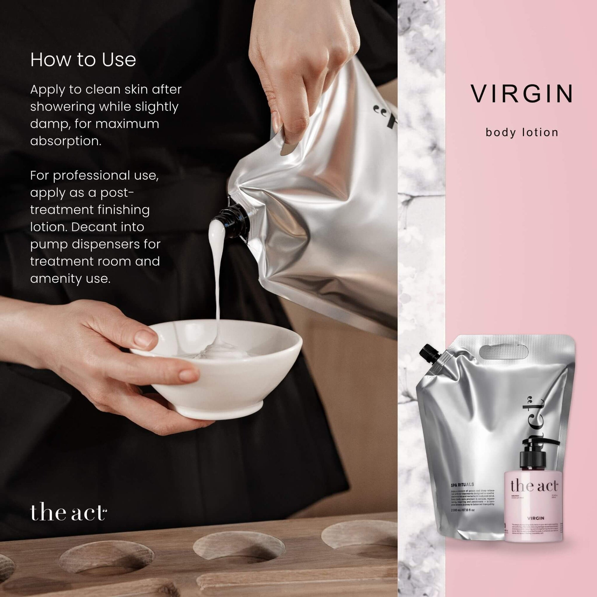 How to use The Act Body Lotion Virgin 2000ml — massage treatment