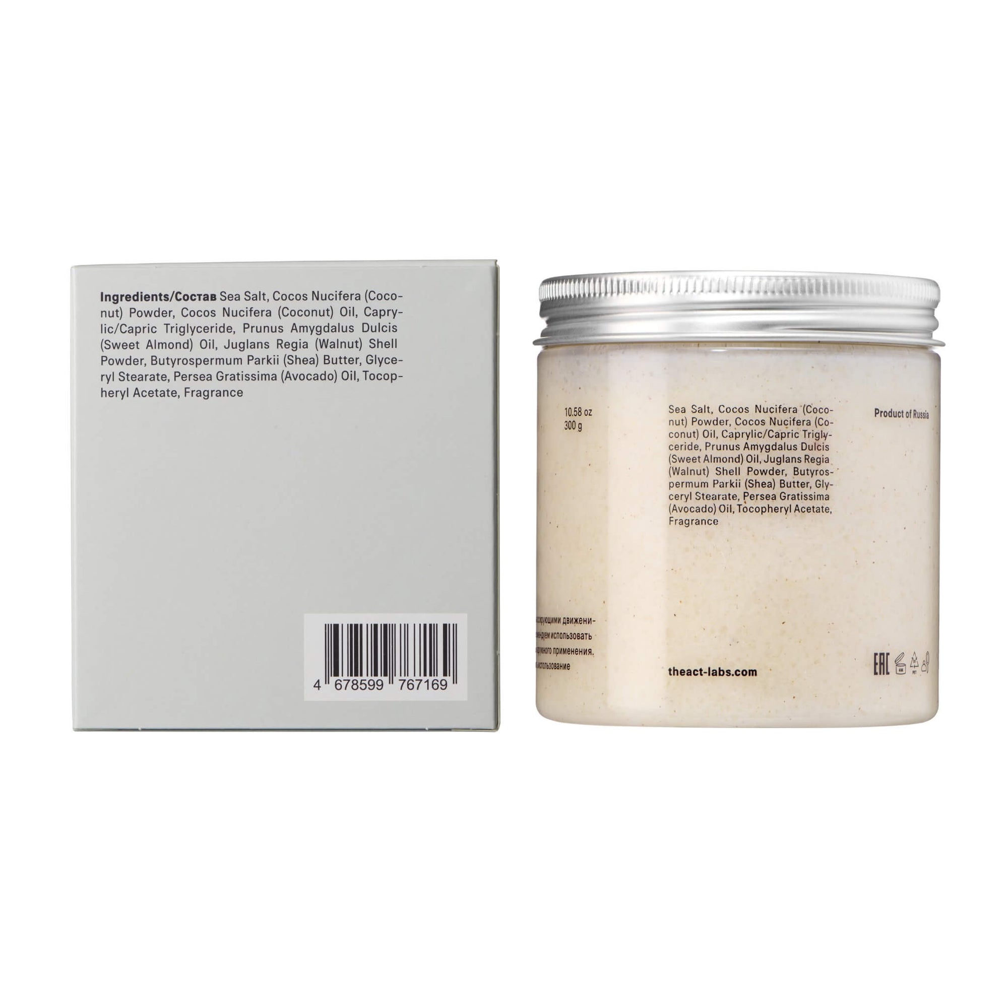 The Act Coconut Body Scrub texture — tropical sea salt and coconut oil body balm
