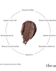 The Act Coffee Scrub 2000g key ingredients — ground coffee, sugar, sea salt, shea, macadamia, cocoa