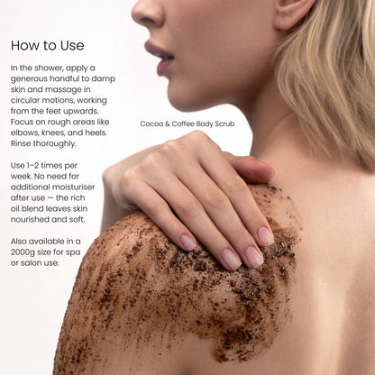 How to use The Act Coffee Body Scrub — apply to wet skin, massage and rinse 1-2 times weekly