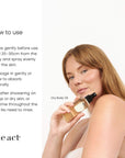 How to use The Act Dry Oil Body Mist — spray evenly over skin and massage in or allow to absorb