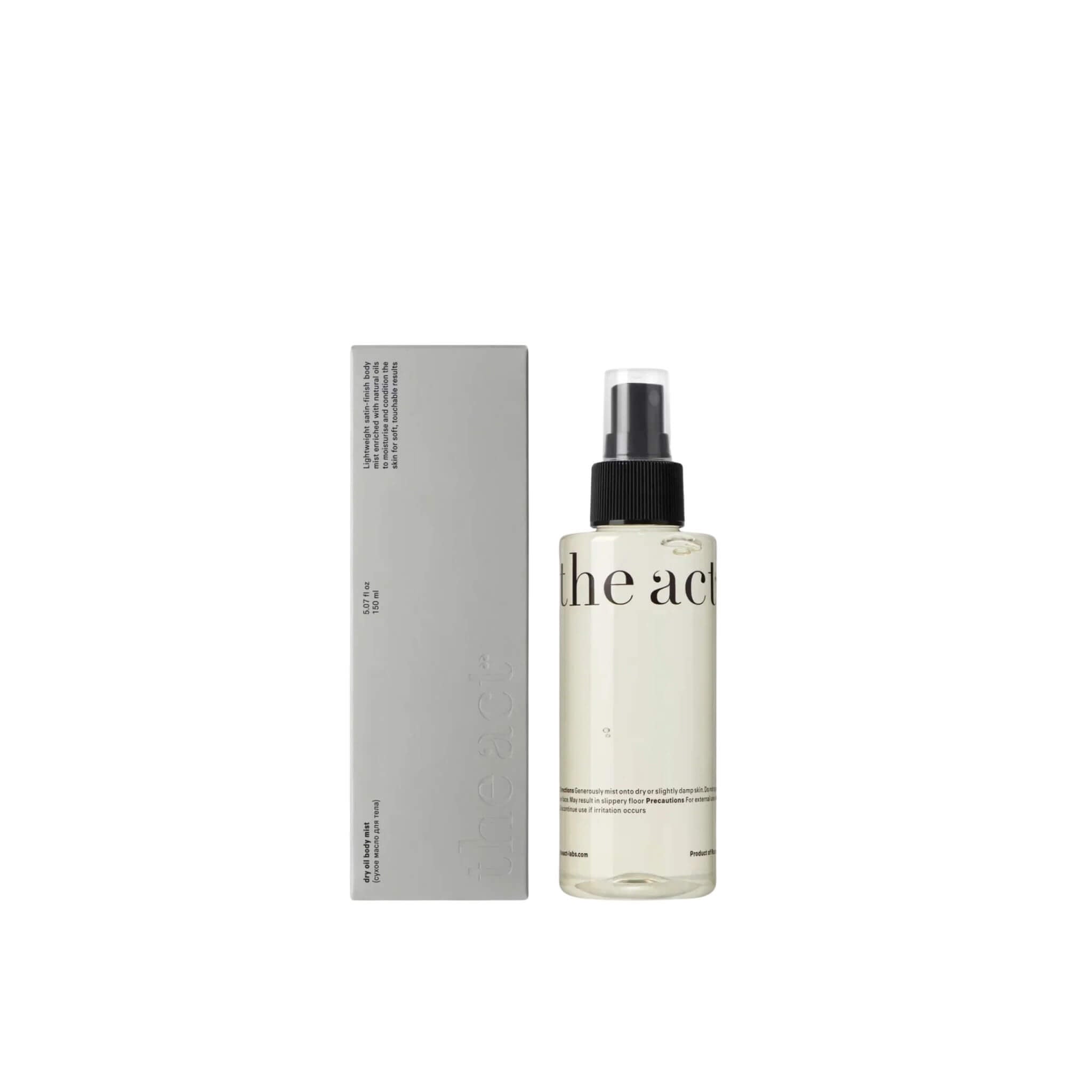 The Act Dry Oil Body Mist 150ml — guarana and avocado firming dry oil spray