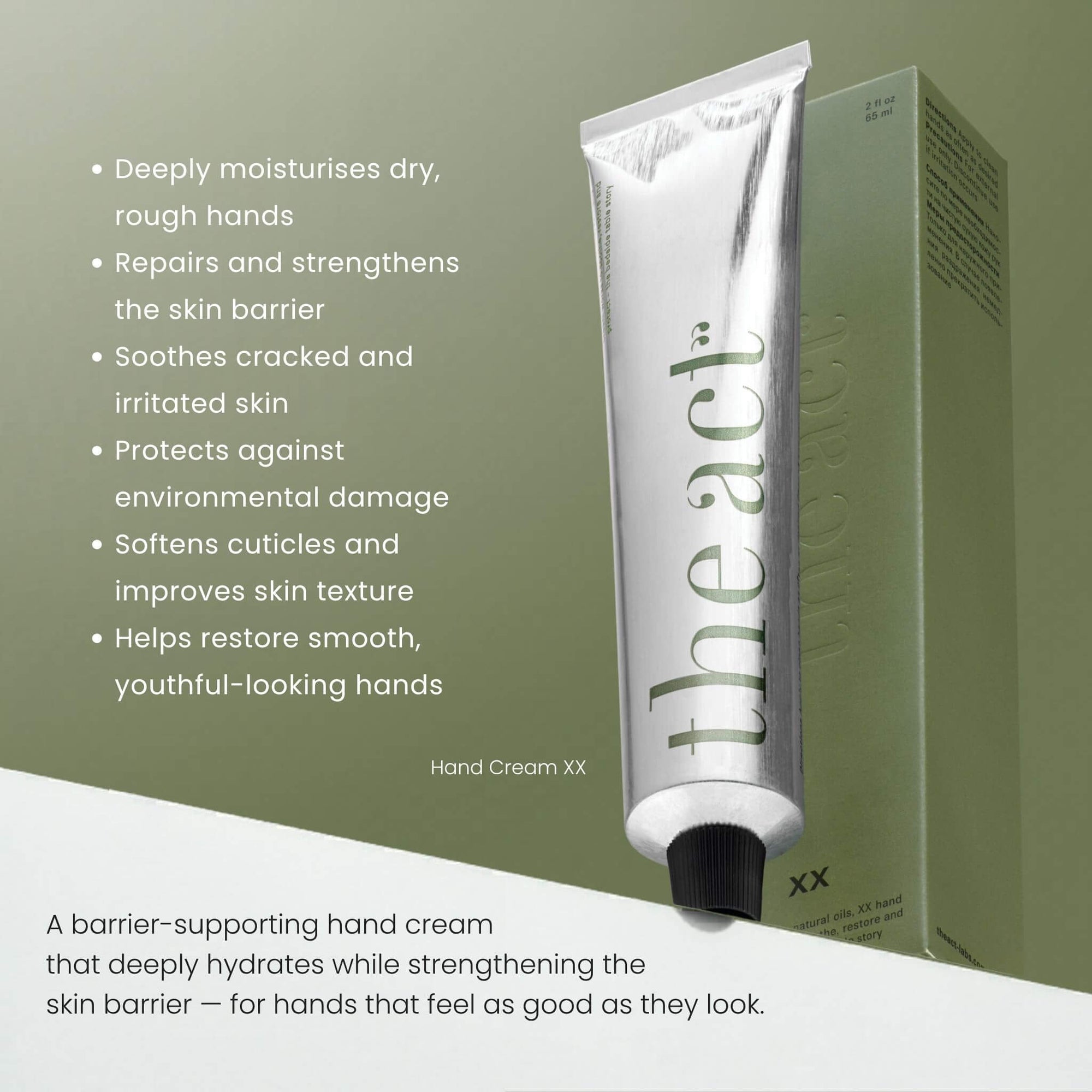 The Act Hand Cream XX benefits — deeply nourishes, strengthens barrier and protects hands
