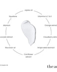 The Act Hand Cream XX key ingredients — squalane, allantoin, rice bran oil, jojoba, cloudberry, vitamins A C E