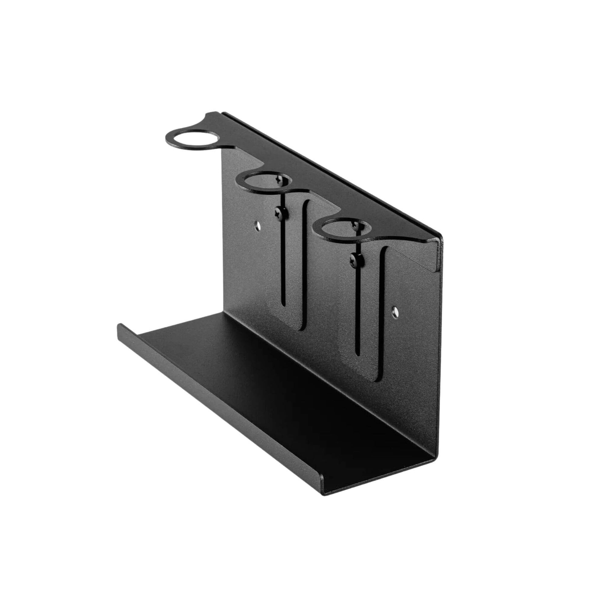 The Act Dispenser Holder Bracket Triple matte black steel wall-mount bracket for 3 x 400ml aluminium dispensers