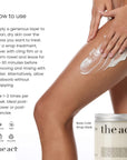 How to use The Act Body Wrap Mask — apply to skin, wrap or leave 20-30 minutes and remove
