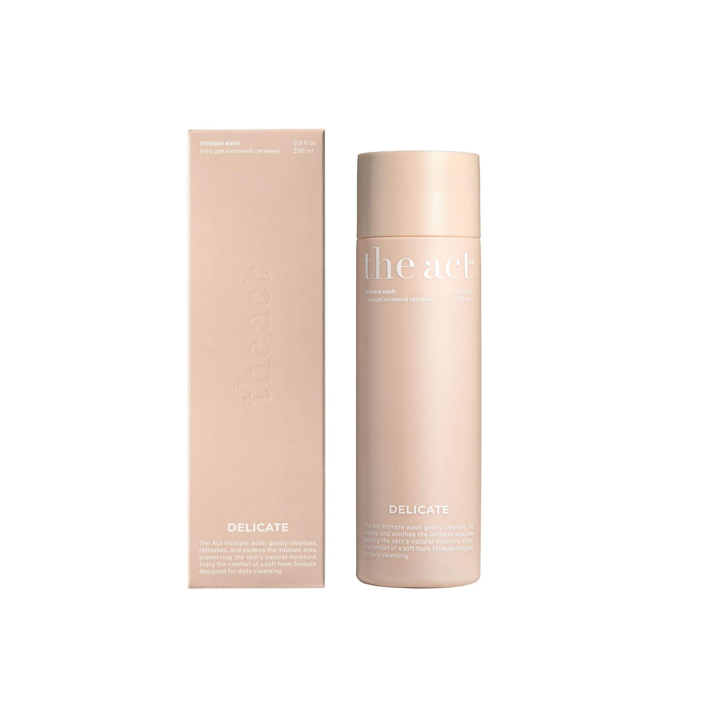 The Act Intimate Wash Delicate 200ml with box — pH-balanced intimate cleanser with hyaluronic acid and probiotics