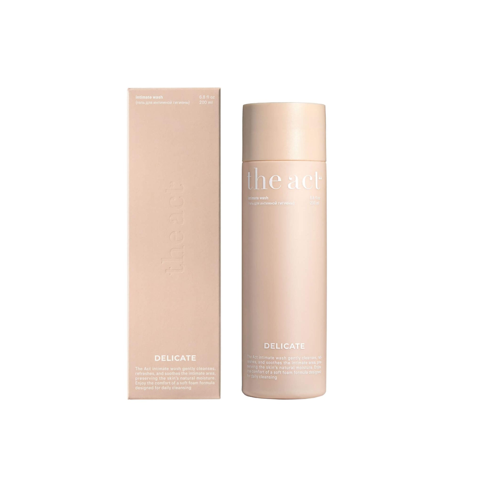 The Act Intimate Wash Delicate 200ml with box — pH-balanced intimate cleanser with hyaluronic acid and probiotics