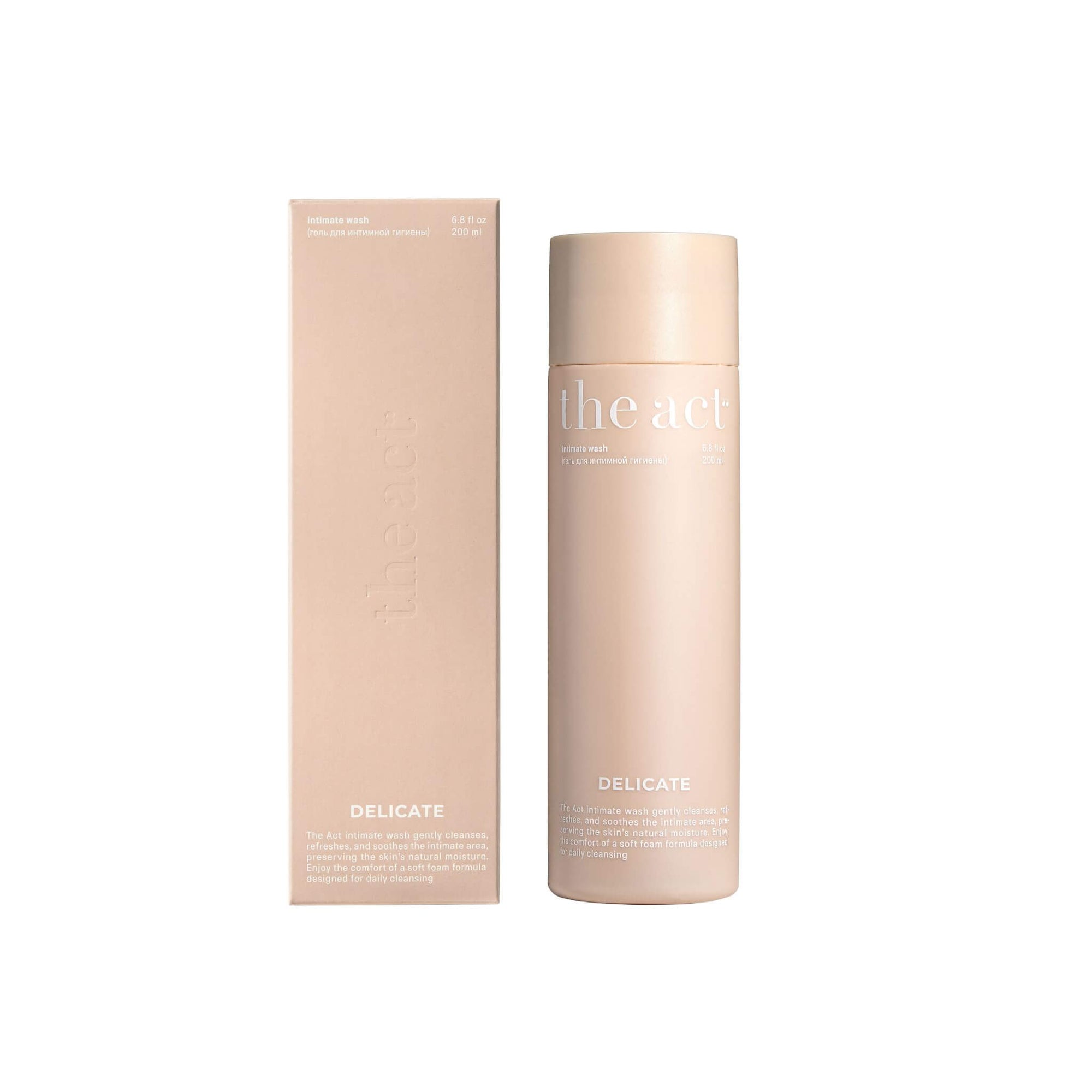The Act Intimate Wash Delicate 200ml with box — pH-balanced intimate cleanser with hyaluronic acid and probiotics