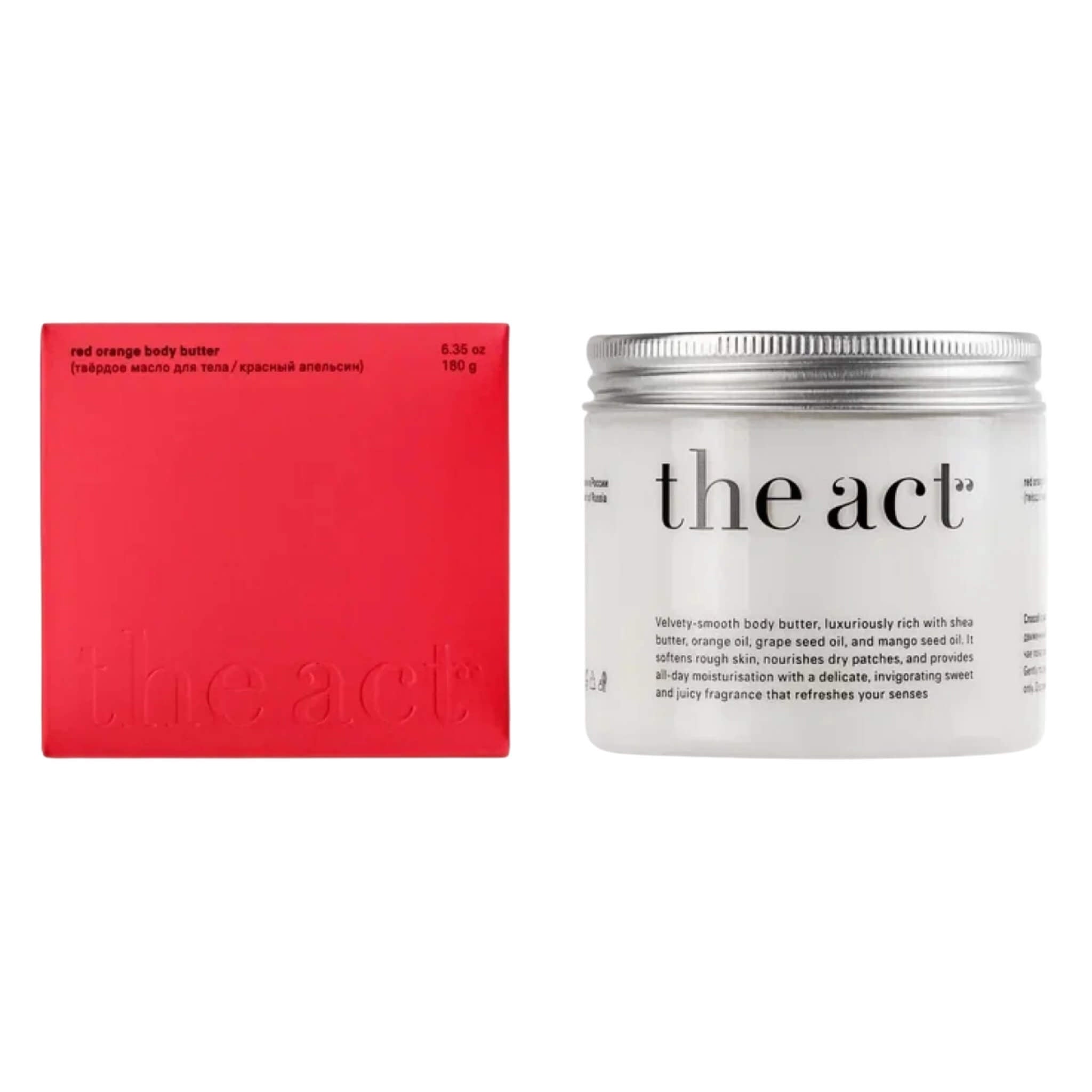 The Act Red Orange Body Butter 180g — shea and mango butter with Sicilian orange