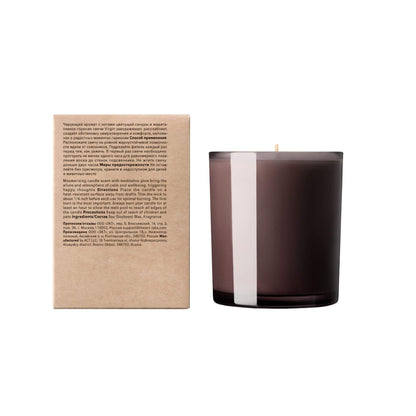 The Act VIRGIN Candle flame and glass vessel detail — soy wax and cotton wick close up