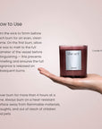 How to use The Act VIRGIN Candle — trim wick to 5mm, allow wax to melt to full diameter on first burn