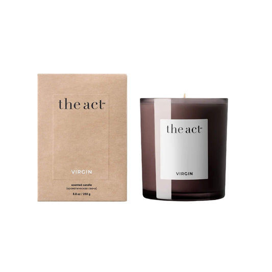 The Act Scented Candle VIRGIN in glass vessel — soy wax candle with cotton wick in cherry blossom VIRGIN fragrance