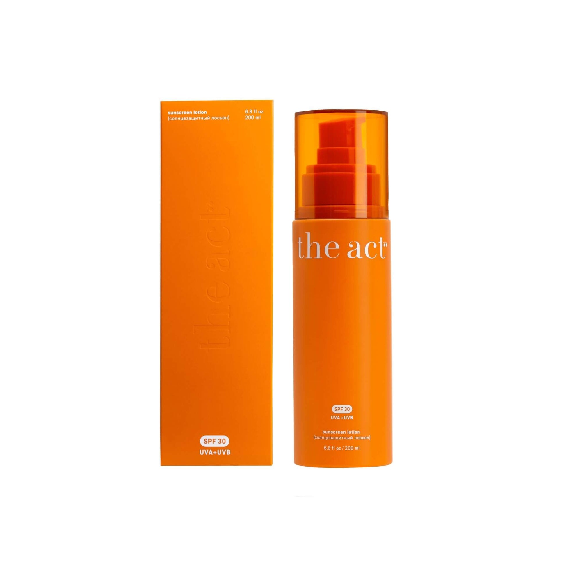 The Act Sunscreen Lotion SPF 30 200ml — broad spectrum lightweight body and face SPF