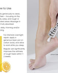 How to use The Act Lemon Foot Cream — apply generously to feet daily, overnight with socks for best results