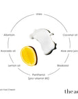 The Act Lemon Foot Cream key ingredients — urea, lemon essential oil, allantoin, bisabolol, coconut, avocado