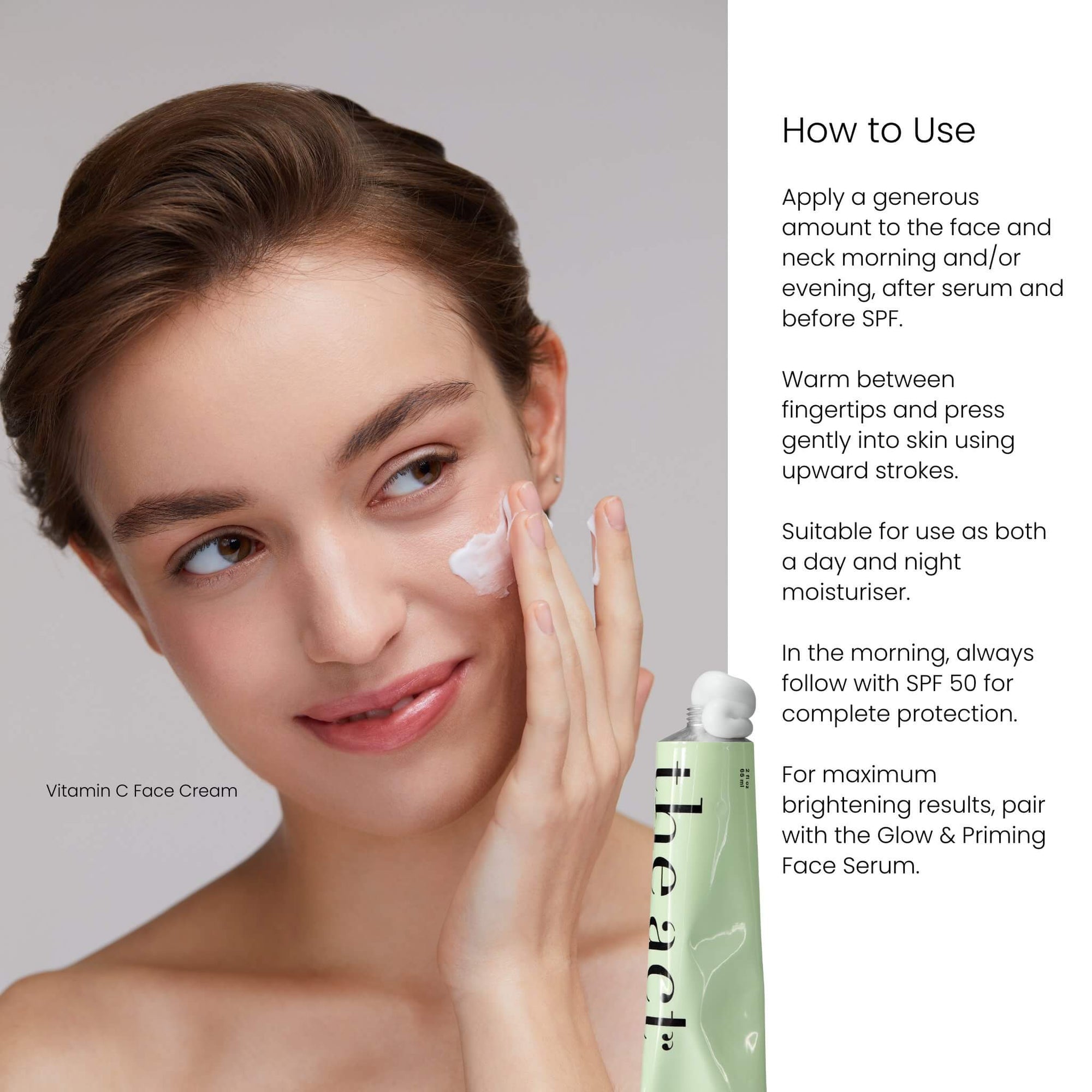 How to use The Act Vitamin C Face Cream — apply morning and evening after serum before SPF